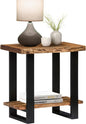 Alpine 2-Tier End Table with Live Edge Design – 27-Inch Solid Acacia Wood Industrial Side Table with Storage Shelf – Modern Nightstand or Accent Table for Living Room by Alaterre Furniture