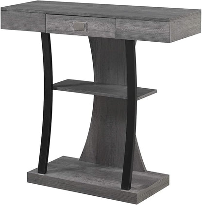 Convenience Concepts Newport Harri Console Table 36" - Modern Sofa Table with Storage Shelves, One Drawer Narrow Entryway Hall Table for Living Room, Charcoal Gray