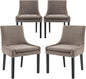 COLAMY Modern Dining Chairs Set of 4, Upholstered Corduroy Accent Side Leisure Chairs with Mid Back and Wood Legs for Living Room/Dining Room-Camel