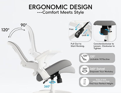 TRALT Ergonomic Office Chair - Comfy Desk Chair with Back Support, Home Office Desk Chairs, Computer Chair, 330lbs Wide Seat Big and Tall Office Chair for Executives (Grey)