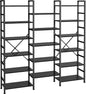SUPERJARE Triple 6 Tier Bookshelf, Bookcase with 17 Open Display Shelves, Wide Book Shelf Book Case for Home & Office, Black