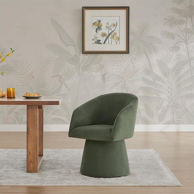 Swivel Dining Chairs Modern Accent Armchair Side Deskchair for Diningroom Vanity Bedroom Livingroom Reading Room,Green,2 Box