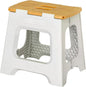 Vigar Compact Step Stool Foldable, 12-1/2-inch Step Stools for Adults up to 330 Pound, Lightweight Stool, Non-Slip Folding Step Stool, Grey, Bamboo Print on Top