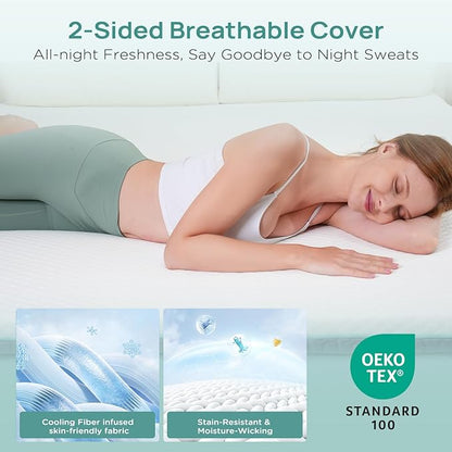 2 Inch Memory Foam Mattress Topper Queen Size, Soft Mattress Topper for Back Pain Relief, Orthopedic Bed Topper with 2-Sided Breathable Cover, Ergonomic 5-Zone Design, CertiPUR-US Certified