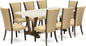 East West Furniture V727VE703-9 9 Piece Kitchen Table Set Includes a Rectangle Dining Table with V-Legs and 8 Brown Linen Fabric Parson Dining Room Chairs, 40x72 Inch, Multi-Color