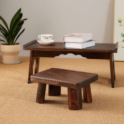 Wooden Stool, Rectangular Bedside Step Stool, Step Ladder for Kitchen & Bathroom, Foot Rest Stool Under Desk, Super Sturdy Hold Up to 500 LBS