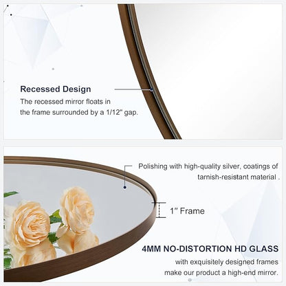 ANDY STAR Bronze Bathroom Mirror, 24x36 Brushed Bronze Oval Mirror, Oval Wall Mirror, Oval Vanity Mirror Metal Frame Deep 1’’ for Bathroom, Bedroom, Living Room, Entryway, Hang Vertical or Horizontal