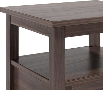 SIMPLIHOME Warm Shaker SOLID WOOD 20 inch Wide Rectangle Transitional End Table in Warm Walnut Brown for the Living Room and Bedroom