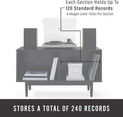 Crosley Furniture Liam Medium Vinyl Record Storage TV Stand and Entertainment Center, Media Console, Black