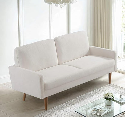 Kent 2 Piece Velvet Sofa and Loveseat Set, European Style with Modern & Vintage Flair, Upholstered 5 Seater Couch, Chic Living Room Furniture Seating for Home, Apartment or Office, Ivory