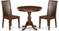 East West Furniture AMIP3-MAH-W 3 Piece Dining Table Set for Small Spaces Contains a Round Kitchen Table with Pedestal and 2 Kitchen Dining Chairs, 36x36 Inch, Mahogany