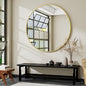 Black Round Bathroom Mirror, 42 inch Large Circle Wall Mounted Hanging Mirror with Simple Modern Circular Metal Frame for Hallway, Entryway, Living Room, Gold Frame