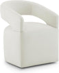 Upholstered Dining Chairs with Removable Casters Barrel Side Armchair with Rollers for Diningroom Bedroom Livingroom Reading Room, Ivory, 1PCS