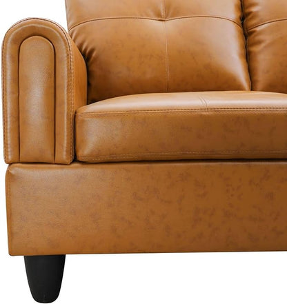 NicBex Sectional Couch 3 Pieces Sofa Set with Left Chaise Faux Leather L Shaped Cloud Couch for Living Room Furniture Sets with Storage Ottoman, Modular Sofa for Living Room & Apartment, Ginger Yellow