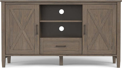 SIMPLIHOME Ela Solid Wood 53 inch Wide Transitional TV Media Stand in Smoky Brown for TVs up to 60 inches for The Living Room and Entertainment Center