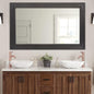 YOSHOOT Rustic Wooden Framed Wall Mirror, Natural Wood Bathroom Vanity Mirror for Farmhouse Decor, Vertical or Horizontal Hanging, 60" x 36", Black