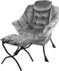 Lazy Chair with Folding Ottoman,Living Room Chairs, Accent Contemporary Lounge Chair, Single Steel Frame Leisure Sofa Chair with Armrests and A Side Pocket (DL22GRAY)