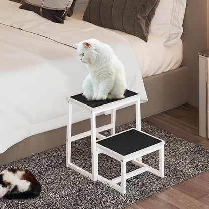 2 Step Stools for Adults Kids, Anti-Slip Sturdy Wooden Foot Stools with 500 Lbs Capacity for High Beds,Closet, Bathroom,Kitchen, Potty Training