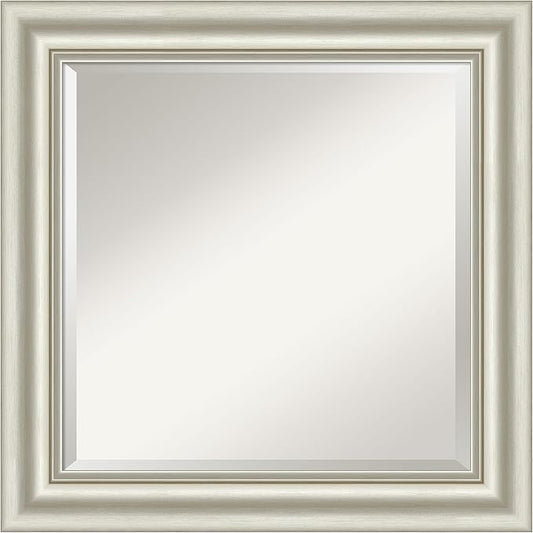 Amanti Art Bathroom Mirror for Over Sink, 26x26 Sophia Silver Square Vanity Mirror, Medium Traditional Frame, Hangs Horizonally and Vertically, Bathroom Wall Decor, Beveled Edge