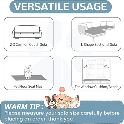 OTOB Couch Cover for Dogs Washable, Non Slip Funny Pet Couch Covers Sofa Slipcovers Cushion Mat, Plush Soft Cozy Pet Friendly Furniture Protector, All Seasons (Gray, 23.6" x 47.2")