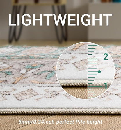 zesthome 9x12 Area Rugs,Stain Resistant Washable Rug,Ultra-Thin Rugs for Living Room,Bedroom,Non-Slip Backing Home Decor Large Area Rug (Green,9'x12')