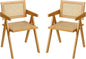 Rattan Dining Chairs Set of 2, Modern Mid Century Accent Chairs, Comfy Armchairs, Outdoor Rattan Chairs with Armrest for Bedroom Living Room Reading Room Dining Kitchen