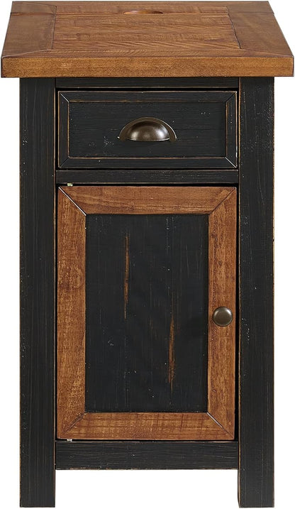 Martin Svensson Home Solid Wood Black and Honey Monterey Chairside End Table with Power and Storage