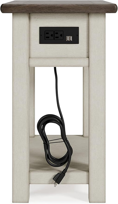 Signature Design by Ashley Bolanburg Farmhouse Chair Side End Table, Light Brown & Whitewash