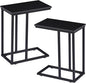VECELO C Shaped End Side Table for Sofa Couch and Bed Snack TV Tray for Living Room Bedroom, 2 Set, Black