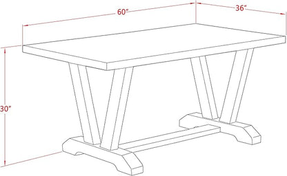 East West Furniture V696FR102-5 5 Piece Dinette Set for 4 Includes a Rectangle Dining Table with V-Legs and 4 Light Beige Linen Fabric Parson Dining Room Chairs, 36x60 Inch, Multi-Color