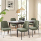COLAMY Modern Dining Chairs Set of 6, Fabric Upholstered Dining Room Chairs Dinner Chair Stylish Kitchen Chairs with Curved Back and Metal Legs, Green