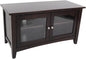 Shaker Cottage TV Stand, Espresso - Modern Style Hardwood and Composite Wood Media Console with Glass Cabinet, Adjustable Shelf, and Cord Management, Easy Assembly, 36"W x 16"D x 20"H