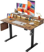 Electric Height Adjustable Standing Desk with Power Outlet and LED Light Strip, Sit to Stand, Ergonomic 48x24 Rising Desk with Memory Presets, Home Office Workstation, Computer Gaming Table, Brown
