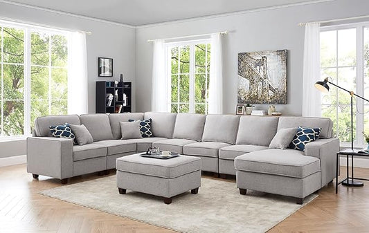 Devion Furniture Maison Sectional Modular Sofa with Ottoman for Living Room, Apartment, Bedroom, Office, Dorm