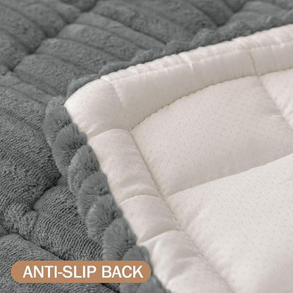 Smiry Couch Cover for Dogs Washable, Non Slip Fuzzy Pet Couch Covers for 3 Cushion Sofa Pet Friendly, Thick Soft Sofa Slipcovers Cushion Protector (Dark Grey, 27.6" x 70.9")