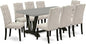 East West Furniture V697EL635-9 9 Piece Dining Set Includes a Rectangle Dining Room Table with V-Legs and 8 Doeskin Linen Fabric Upholstered Parson Chairs, 40x72 Inch, Multi-Color