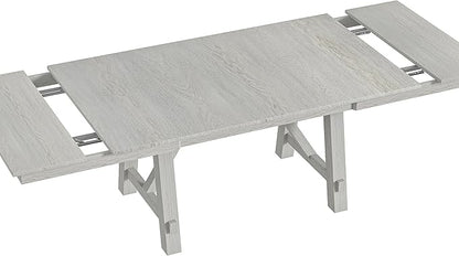 Wood Dining Table Set for 6, Modern Breakfast Dinette Kitchen Table with Chairs for Dining Room, Kitchen, Grey