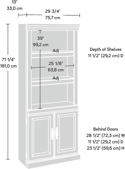 Sauder Heritage Hill Library with Doors/Book Shelf, L:29.80" x W:12.99" x H:71.26", Classic Cherry