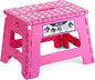 Delxo Folding Step Stool, 9 inch Non-Slip Foldable Stools Up to 300 LBS, Step Stool with Handle, Lightweight for Kitchen, Bathroom, Bedroom, Garden, Rose Pink, 1PC