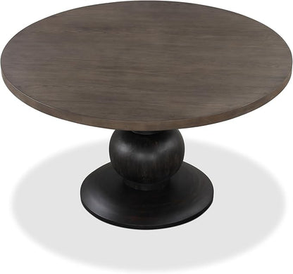 Furniture of America Lioren Modern 54-inch Round Dining Table with Turned Pedestal Base and Two-Tone Design, Seats up to 4 for Home Kitchen, Living Room, Espresso