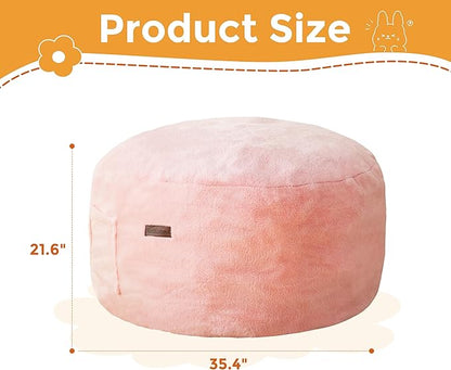 MAXYOYO Kids Bean Bag Chair, Stuffed Faux Fur Bean Bag for Toddler, Ultra Soft Floor Sofa with High-Density Foam Filling, Lazy Chair for Living Room, Playroom, Nursery Room