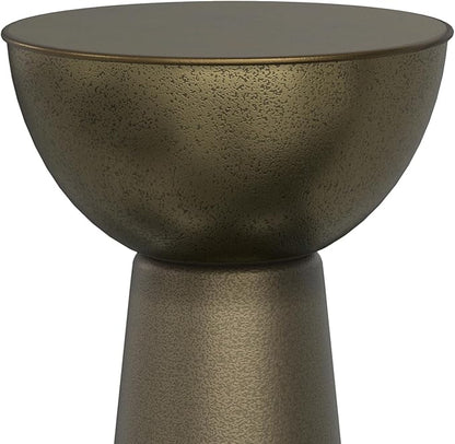 SIMPLIHOME Surrey Contemporary Modern 12 inch Wide Metal Side Table in Antique Gold, Fully Assembled for The Living Room and Bedroom