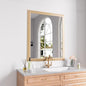 Amorho 36 X30 Inch Bathroom Mirror for Wall, Oak Wood Grain Metal Framed Mirror, Anti-Rust, Hang Horizontally/Vertically, Suitable for Bedroom, Farmhouse, Bathroom, Decorative