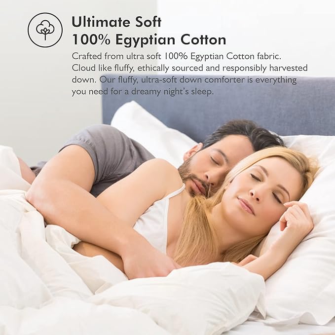 Luxurious All-Season Goose Down Feather Fiber Comforter Super King Size Duvet Insert (120x120), Exquisite Pinch Pleat Design- Gray, Premium Baffle Box, 100% Egyptian Cotton Cover, 85 oz. Fill Weight