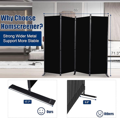Room Divider 6FT Portable Room Dividers and Folding Privacy Screens, 88'' W Fabric Divider for Room Separation, 4 Panel Partition Room Dividers Freestanding Wall Divider Screen for Dorm Studio Office