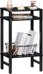 28in Tall Side Table 3-Tier Small Narrow End Table for Couch, Skinny Nightstand for Small Space, Farmhouse Slim Night Stand with Storage, Wooden Frame Thin Bedside Table, for Living Room, Black