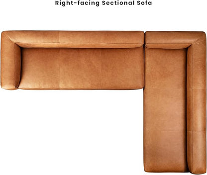 POLY & BARK Piazza Reversible Corner Sectional 125" Sofa in Bourbon Tan