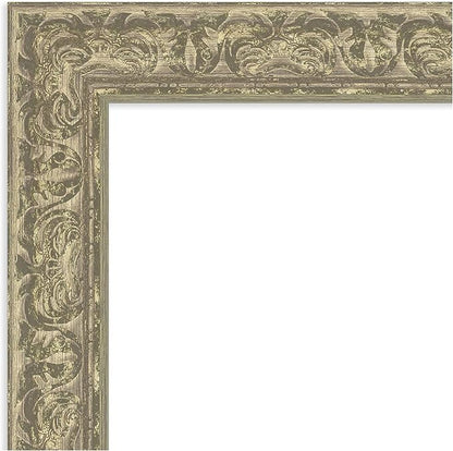 Amanti Art Silver Bathroom Mirror for Over Sink, 31x25 Luxe Antique Silver Rectangle Vanity Mirror, Medium Traditional Frame, Hangs Horizonally and Vertically, Bathroom Wall Decor, Beveled Edge