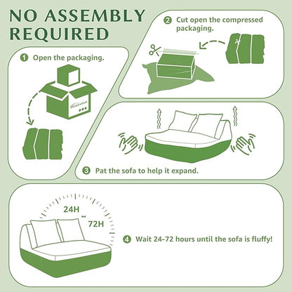 Hobestluk Small Sofa Small Couches for Living Room, Comfy Memory Foam Couch, Mini Sofa with Side Pocket for Living Room, Bedroom (Grey+Green)