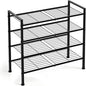 Simple 4 Tier Shoe Rack,Metal Stackable Shoe Storage Organizer for Closet,Entryway, Bedroom, Black (Black, 4-Tier)